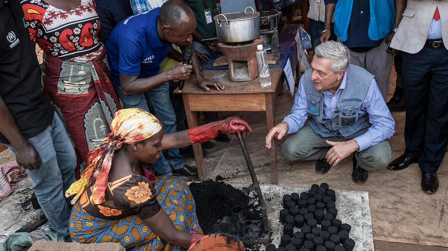 Tanzania. UN High Commissiner for Refugees, Fillipo Grandi vists Nyarungusu refugee camp
