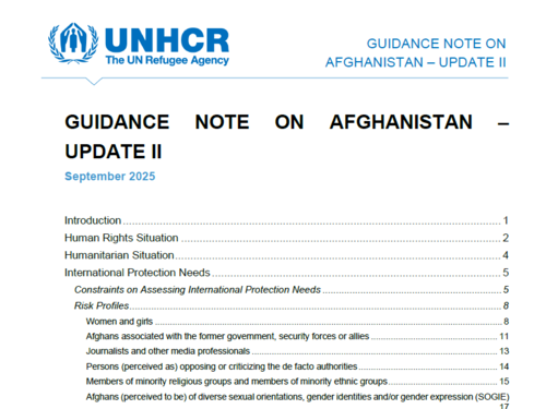 Guidance Note on Afghanistan - Update II