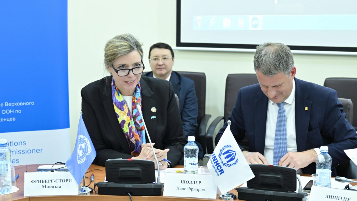 UN Resident Coordinator in Kazakhstan, Ms. Michaela Friberg-Storey and UNHCR Representative in Central Asia, Mr. Hans Friedrich Schodder