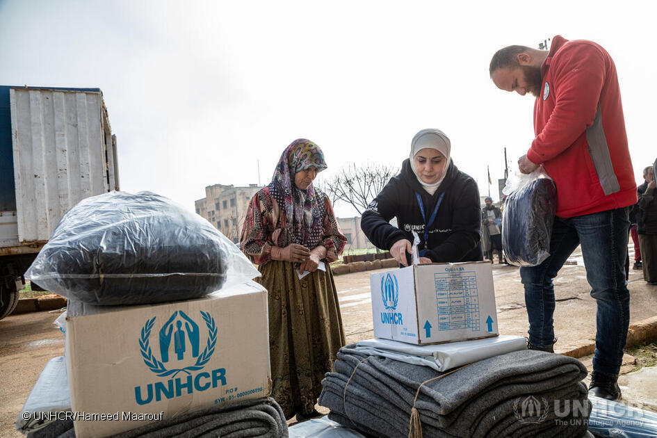 Syria. UNHCR distributes winter core relief items to families in Alleramon town, northern rural Aleppo.