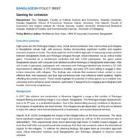Bangladesh policy brief: Gaming for cohesion