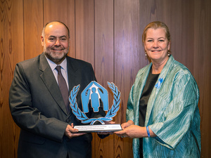 على هامش جلسة مراجعة التقدم المحرز في المنتدى العالمي للاجئين المنعقدة في جنيف.