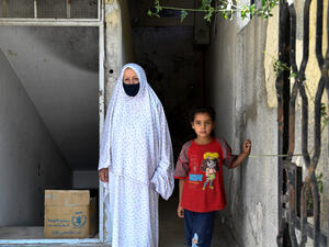 Syria. UN High Commissioner for Refugees visits families returning to their homes in Zamalka, East Ghouta
