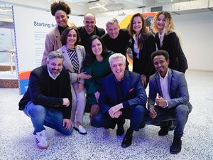 High Commissioner Filippo Grandi meets with Jesper Brodin, CEO of Ingka Group; Tolga Öncü, Ingka Retail Manager; and IKEA co-workers with refugee backgrounds.