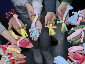 Traditional Ukrainian Motanka dolls produced by the participants of a workshop organized by the NGO Litay, for mothers of children with disabilities.