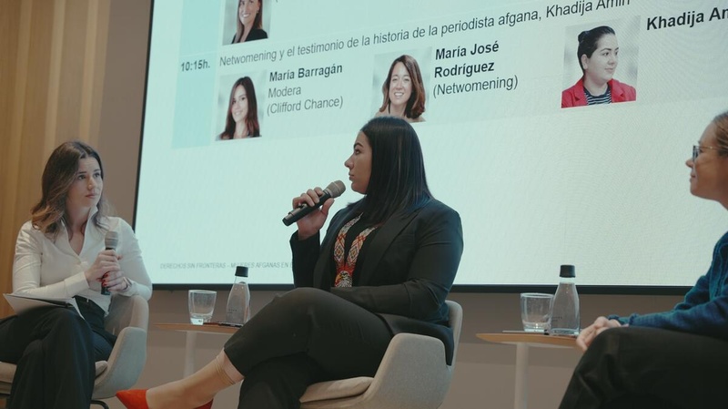 Spain. Afghan journalist and refugee Khadija Amin fights for the rights of Afghan women