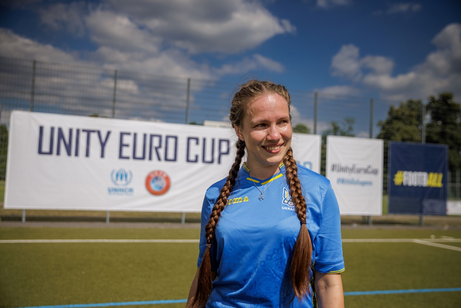 A member of the Ukraine team competing in the 2023 Unity EURO Cup.