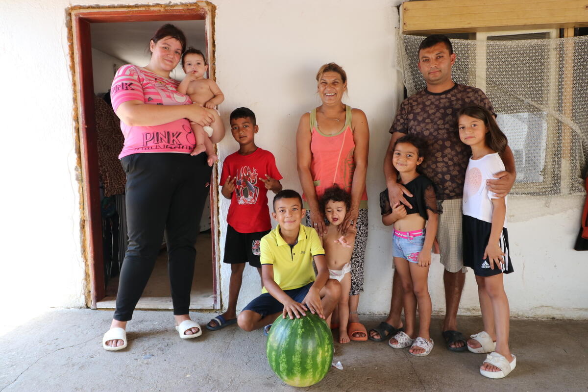 Amina with her family.