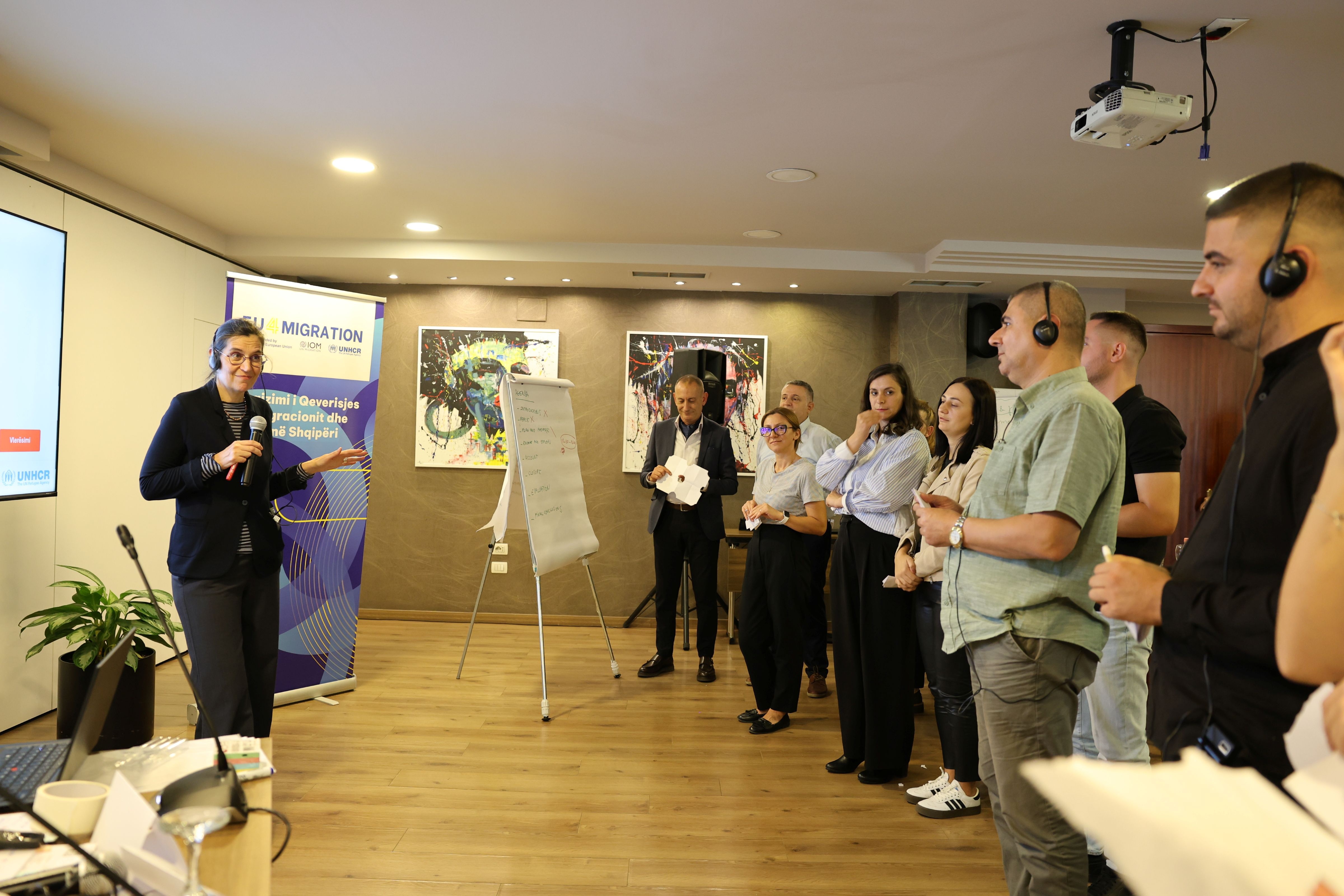 Frontline officials from key institutions including the Border and Migration Police, the National Reception Centre for Asylum, and the Directorate of Policies for Migration, Asylum and Anti-Trafficking take part in a one-day training in Tirana, supported by UNHCR under the EU4Migration project funded by the European Union.