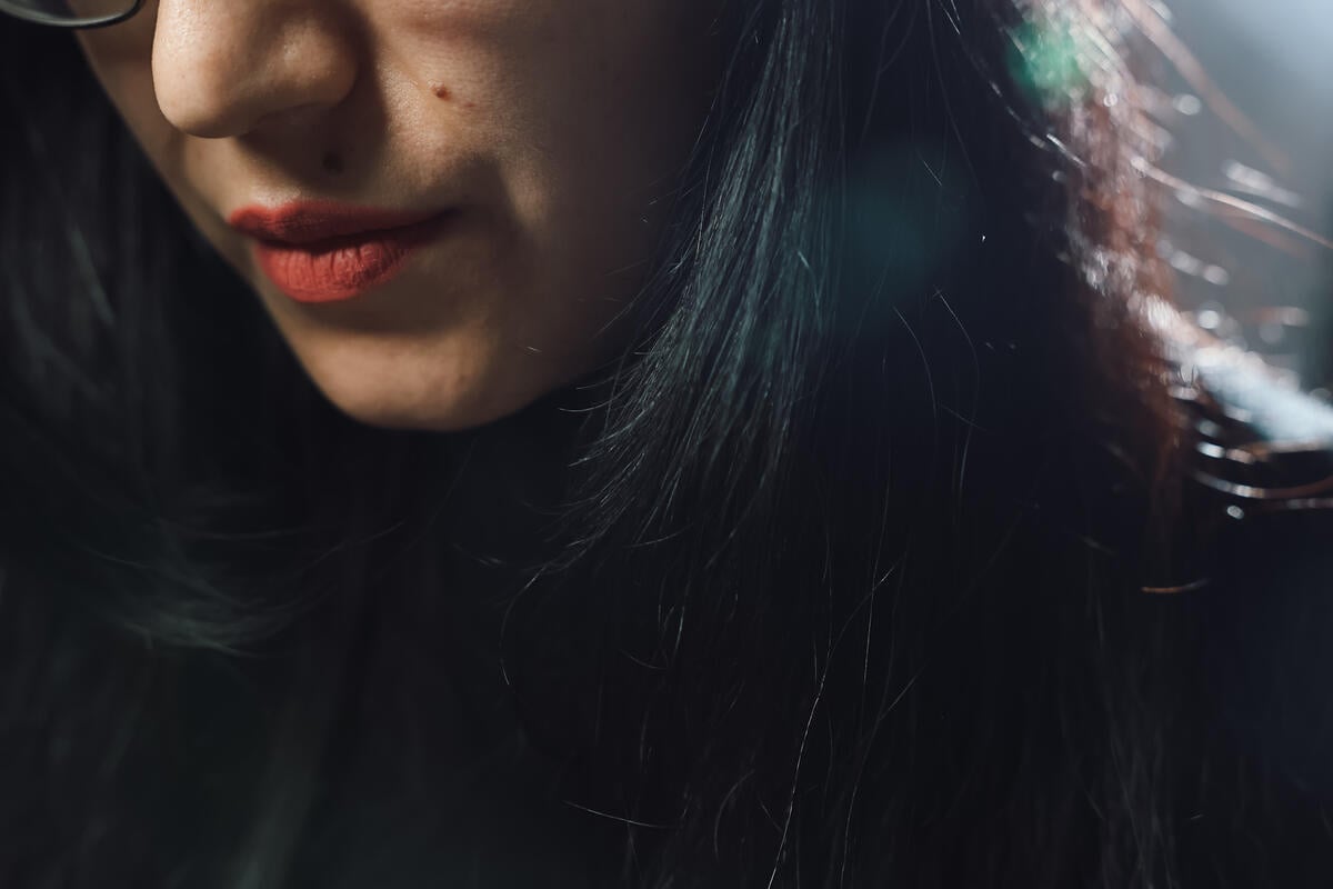 The lower half of a woman's face