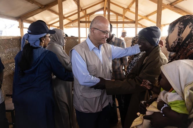 UN High Commissioner for Refugees Barham Salih meets Sudanese refugees