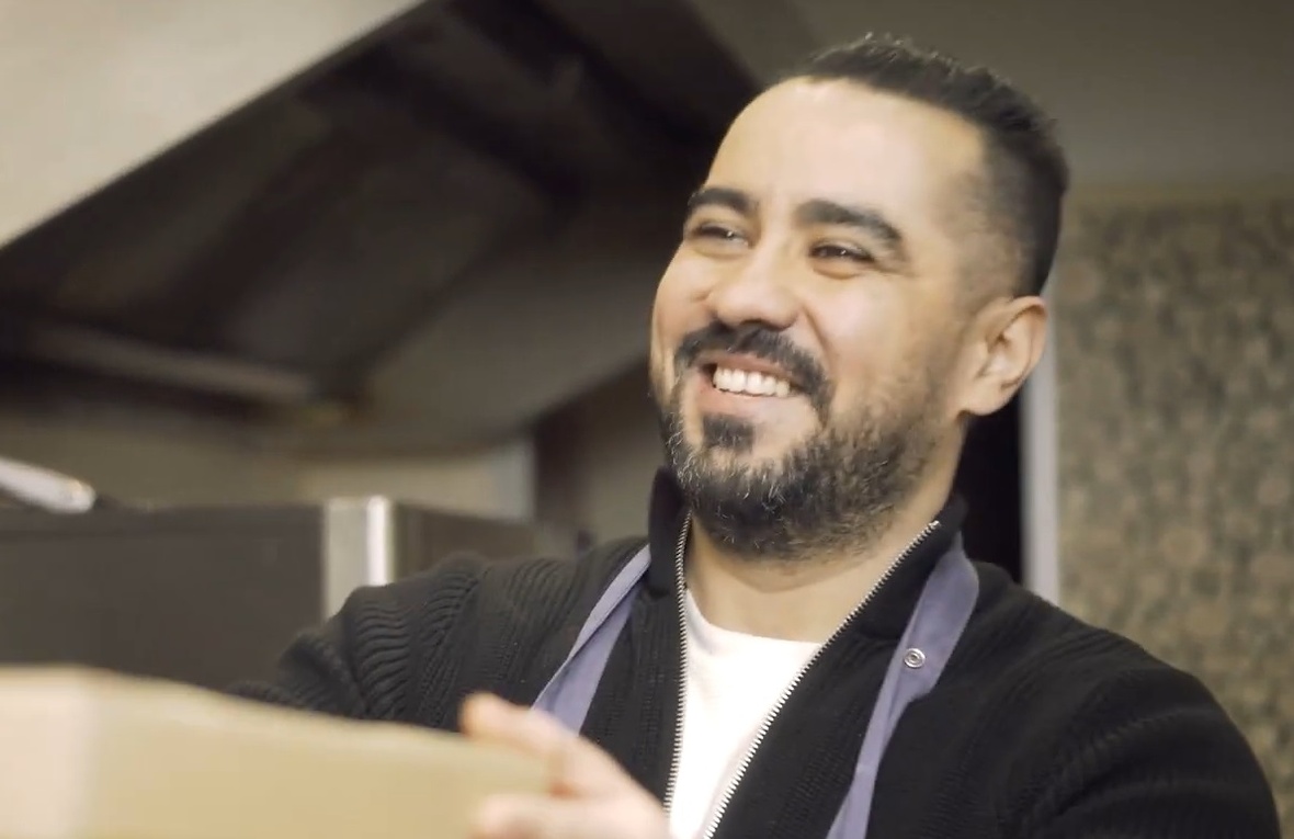 Inside a restaurant kitchen in Latvia.