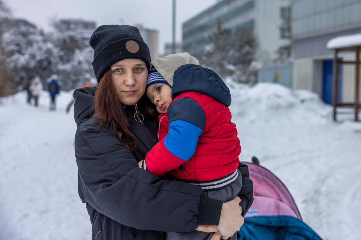 Kateryna avec son fils de 2 ans.