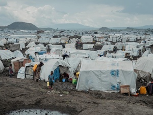 Le site pour personnes déplacées de Lushagala dans la province du Nord-Kivu, en République démocratique du Congo.