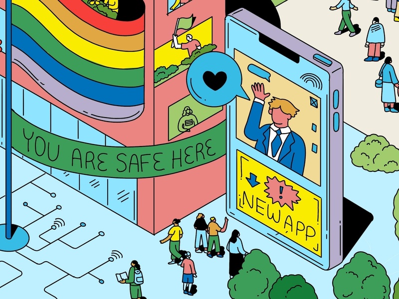 Illustration d'un drapeau arc-en-ciel, symbole de la communauté LGBTIQ+.