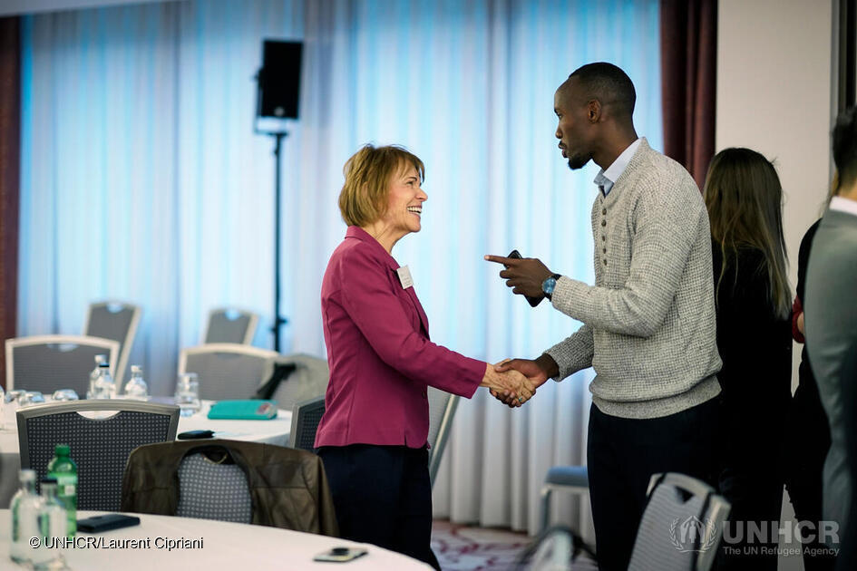Annick Suzor Weiner at the linked event ‘Collaboration Space: Private Sector Engagement in Achieving 15 Percent Enrolment of Refugees in High Education’