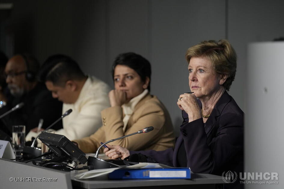 Maha Mamo at the High-Level Event ‘From pledges to results: Realizing a world free from statelessness through collaborative action’, one of a series of discussions at the Global Refugee Forum 2023.