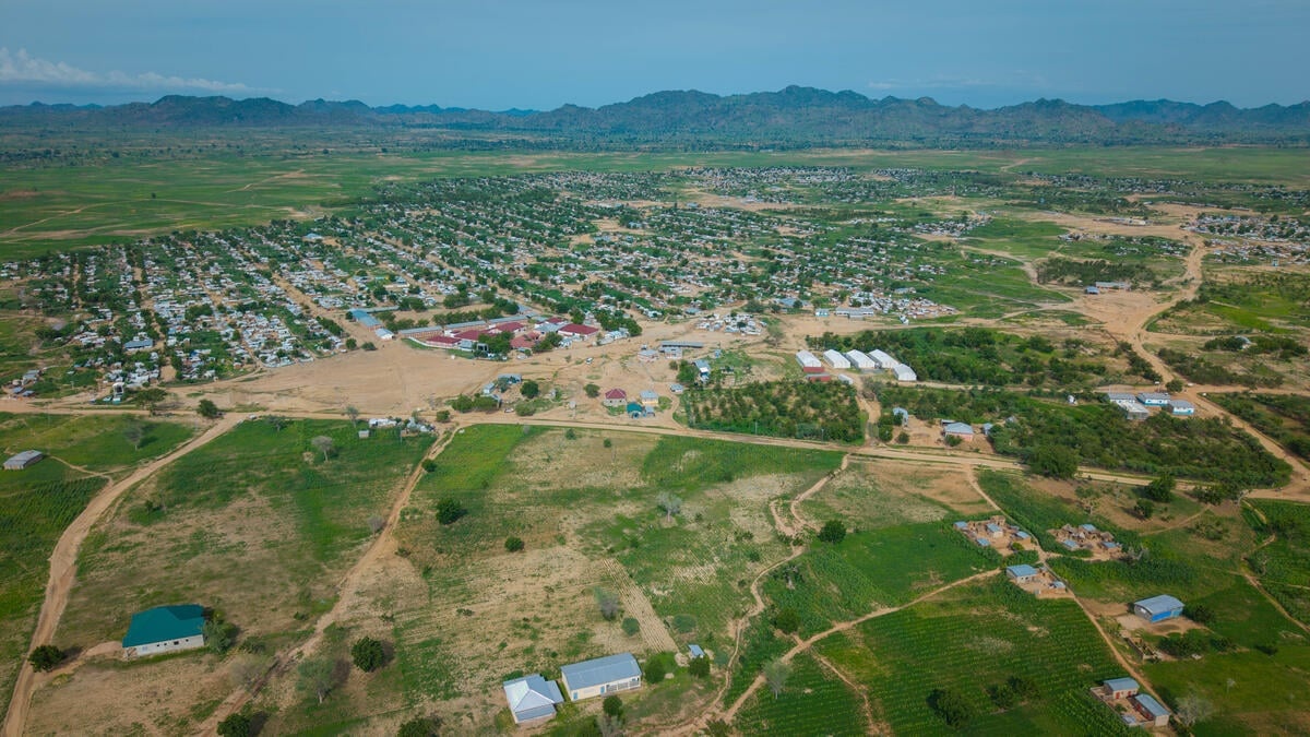 Cameroun. Vue aérienne du camp de Minawao