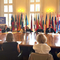Στιγμιότυπο από την εκδήλωση ολοκλήρωσης του έργου Τεχνικής Βοήθειας για την υποστήριξη της ένταξης των ασυνόδευτων νέων. 