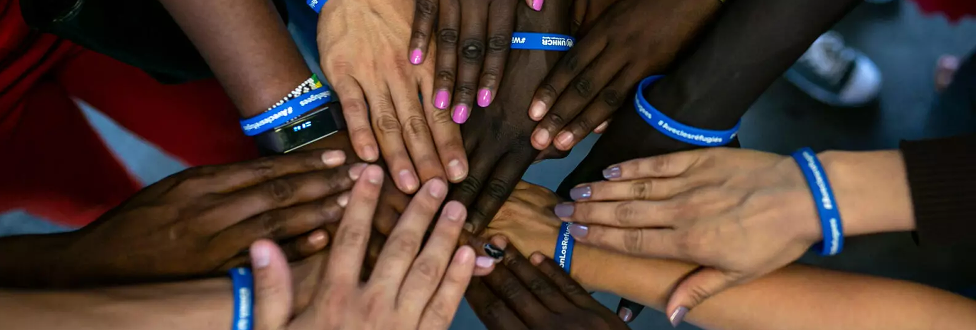 Several hands together