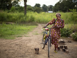 Sister Angélique Namaika is a familiar sight on her bicycle, which she uses to visit the girls she helps in Dungu