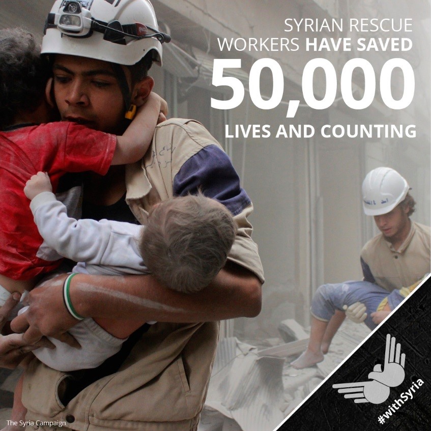 敍利亞的救援人員已經向五萬及更多的人伸出援手。