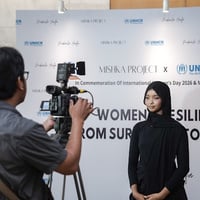 Seorang pengungsi di acara Mishka Project x UNHCR