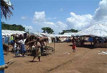 Sierra Leonean returnees from Guinea and Liberia at a resettlement camp in southern Sierra Leone.