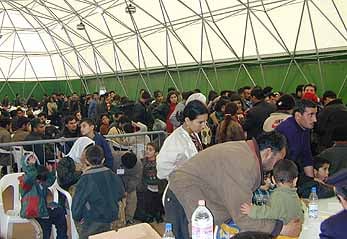 Survivors from the "Monica" in the temporary refugee site in Bari.