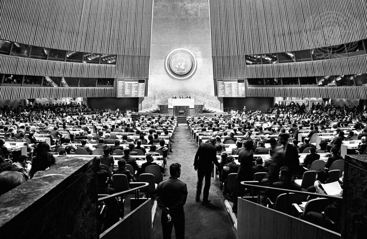 Interior view of the UN General Assembly meeting room