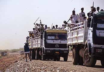 Eritrean refugees returning home from the Sudan last year.