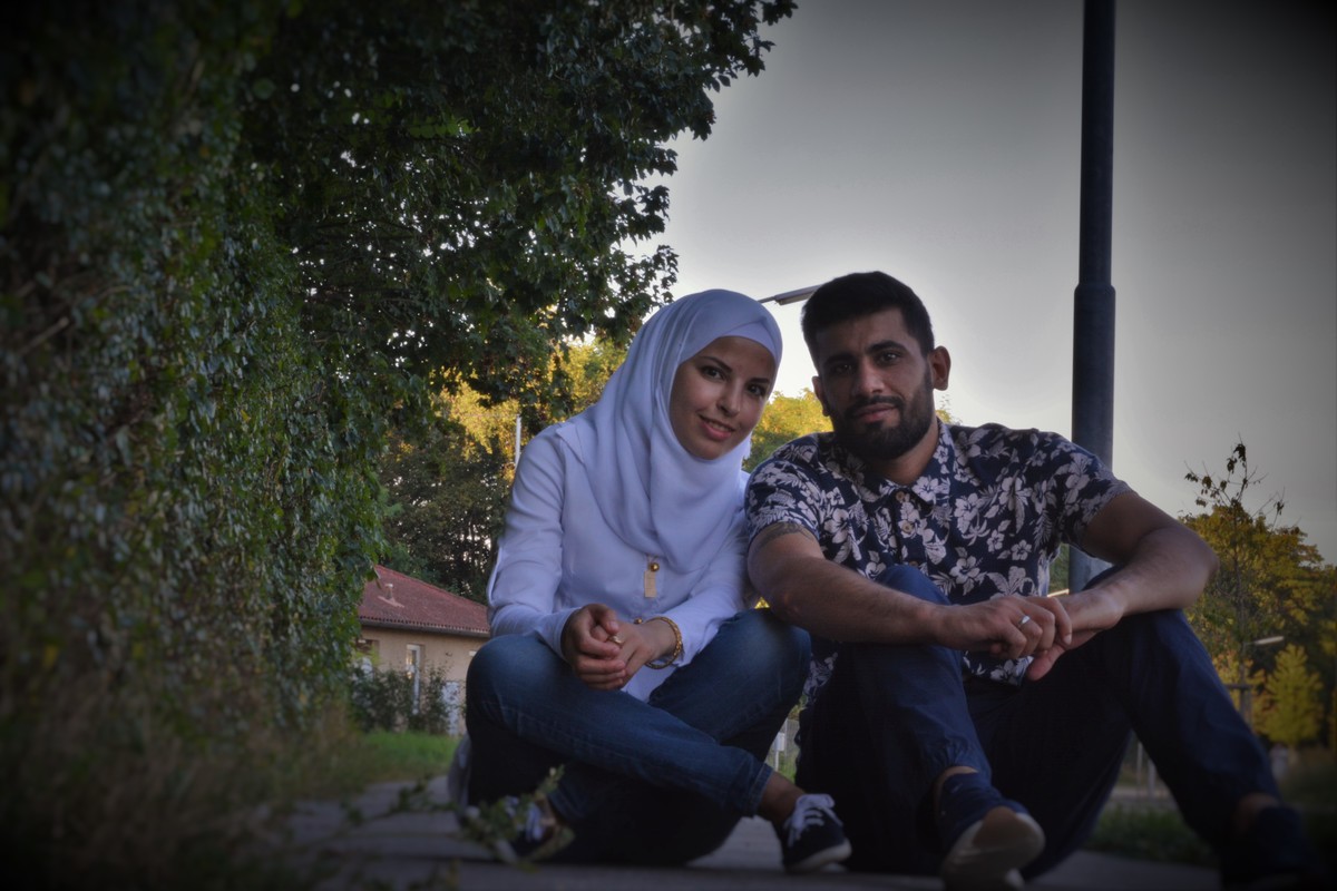 Austria. Palestinian refugee reunited with his wife