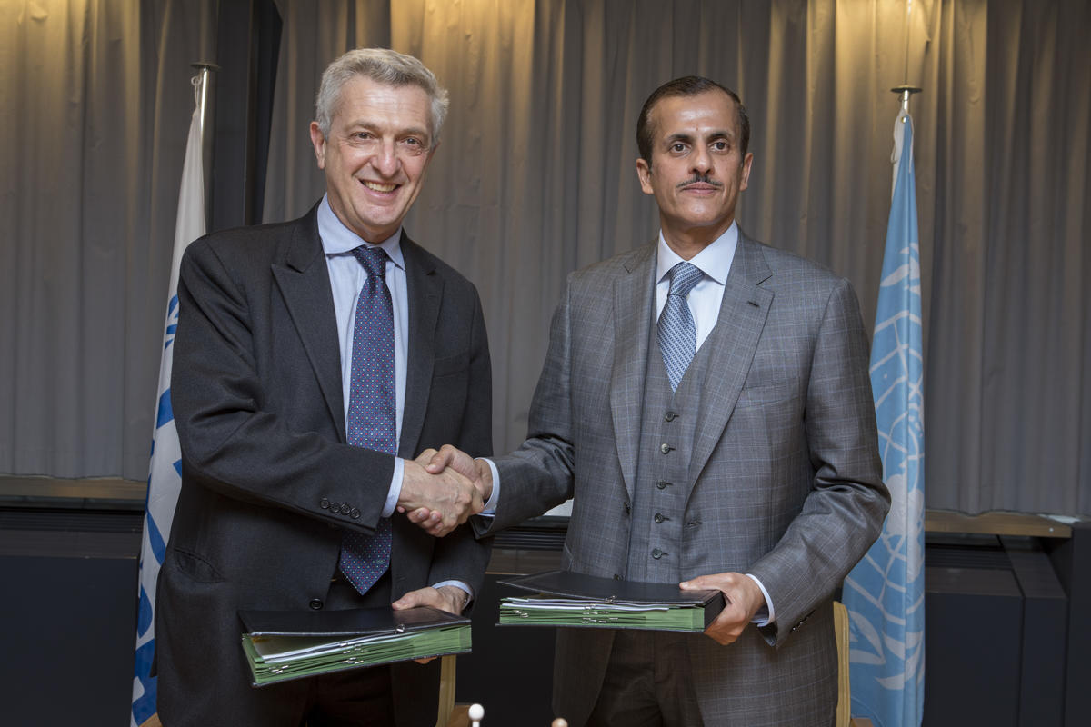 Switzerland. UNHCR recives landmark $35 million donation from Qatari businessperson Sheikh Thani Bin Abdullah Bin Thani Al-Thani