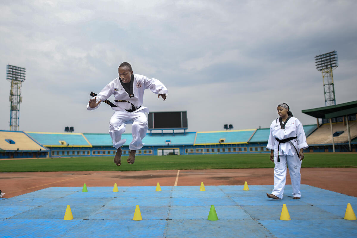 Rwanda. Impact of sport in uplifting the spirit and hopes of refugees at Mahama refugee camp
