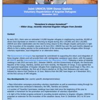Joint UNHCR/IOM Donor Update: Voluntary Repatriation of Angolan Refugees, November 2011