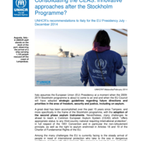 UNHCR's Recommendations to Italy for its EU Presidency, July-December 2014