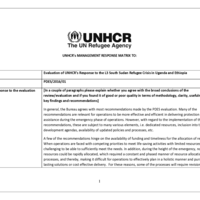 Management Response Matrix to the Evaluation of UNHCR's Response to the L3 South Sudan Refugee Crisis in Uganda and Ethiopia