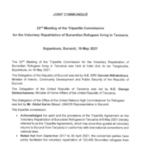 22nd Meeting of the Tripartite Commission for the Voluntary Repatriation of Burundian Refugees living in Tanzania