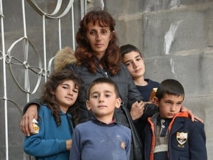 Syuzanna Bazazyan, 43, and her four children Lilit, 10, and her three brothers.
