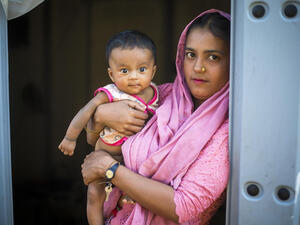 Bangladesh. New arrivals at UNHCR Transit Centre