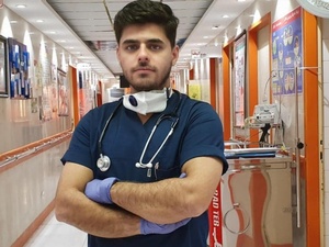 Iran. Moheyman, an Iraqi refugee nurse, begins is 12-hour night shift at the in-patient ward of a hospital in the south of Iran. He administers the COVID-19 tests to patients.