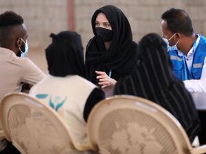 Yemen. UNHCR Special Envoy, Angelina Jolie visits Somali refugees who fled the war and found safety in Yemen