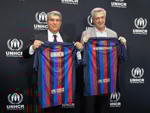 Switzerland. UNHCR and FC Barcelona jersey ceremony