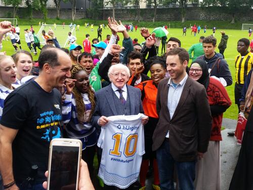President of Ireland Michael D. Higgins kicks off UNHCR/SARI’s 7th annual Fair Play Football Cup