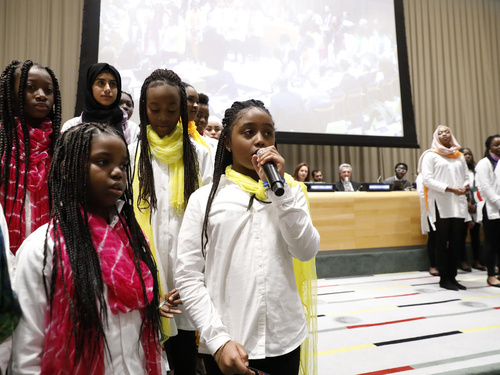 United States. The Global Compact on Refugees is approved by the UN General Assembly at the United Nations Headquarters in New York. The moment was commemorated with a special event including *senior* leaders from the UN, alongside refugees and a choir of young refugees and migrants.