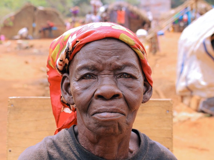 Valentine, 92, a refugee from the Central African Republic