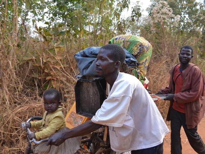 An internally displaced Congolese family are photographed four days into their journey from Mungwalo in Djugu territory.to Kata in Aru territory.