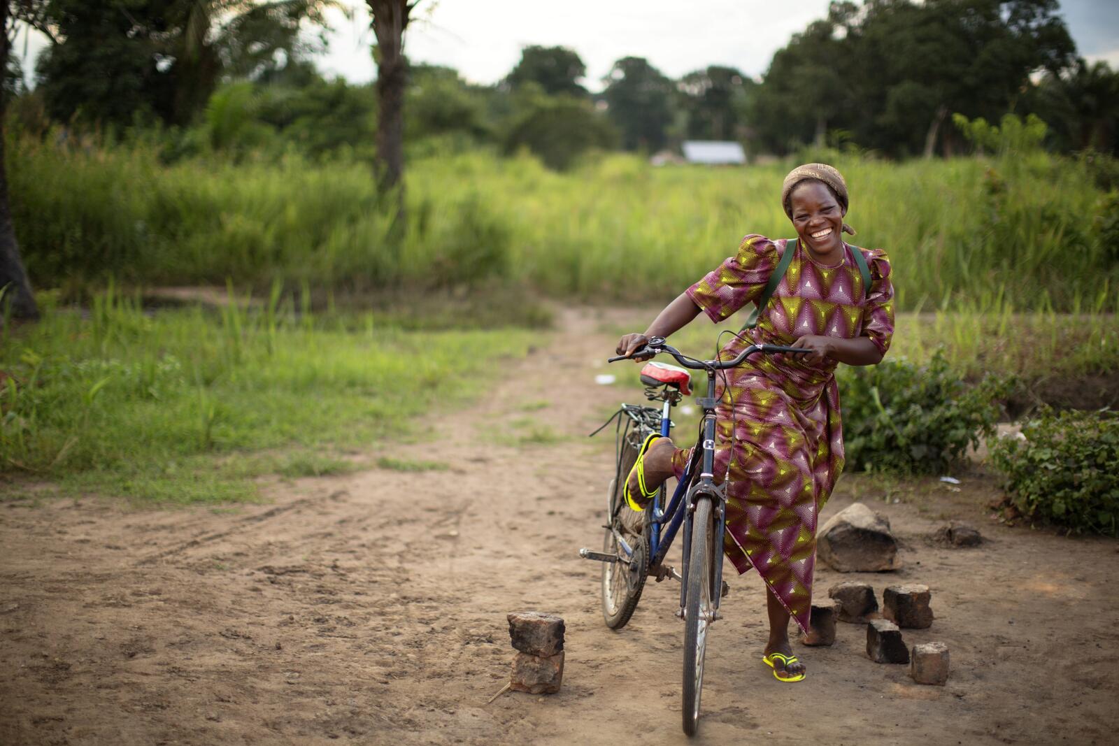 Sister Angélique Namaika is a familiar sight on her bicycle, which she uses to visit the girls she helps in Dungu
