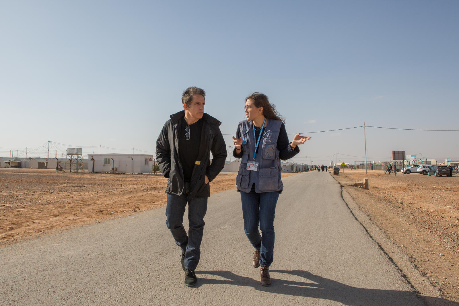 Jordan. UNHCR High Profile Supporter Ben Stiller visits refugees.