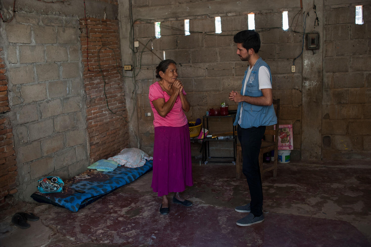 Elder woman escaped from violence of El Salvador, feels happy in her new life in Chiapas, Mexico.